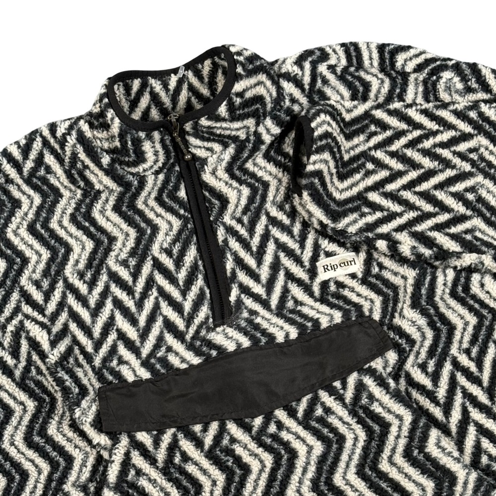 Rip Curl Drifter Polar 1/4 Zip Fleece Size Small Chevron Pattern Kangaroo Pocket
